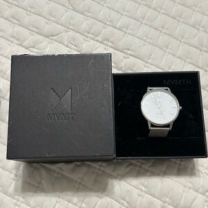 MVMT White Dial Silver Mesh Watch